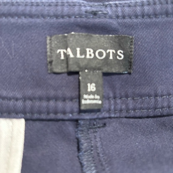 TALBOTS SZ 16 Navy Wider Straight Leg Slit Pockets Stretchy Trousers Pants NEW - Picture 9 of 10